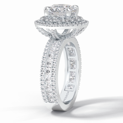 Eclipse 2.06 Carat Round VS1 Lab-Grown Double Halo Engagement Ring in 18K White Gold