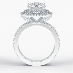 Eclipse 2.06 Carat Round VS1 Lab-Grown Double Halo Engagement Ring in 18K White Gold