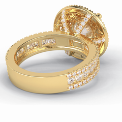 Eclipse 2.06 Carat Round VS1 Lab-Grown Double Halo Engagement Ring in 18K Yellow Gold