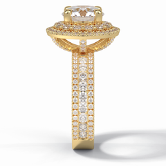 Eclipse 2.06 Carat Round VS1 Lab-Grown Double Halo Engagement Ring in 18K Yellow Gold