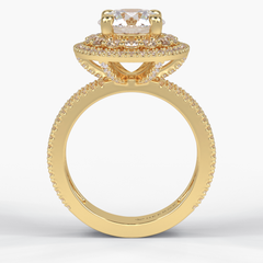 Eclipse 2.06 Carat Round VS1 Lab-Grown Double Halo Engagement Ring in 18K Yellow Gold