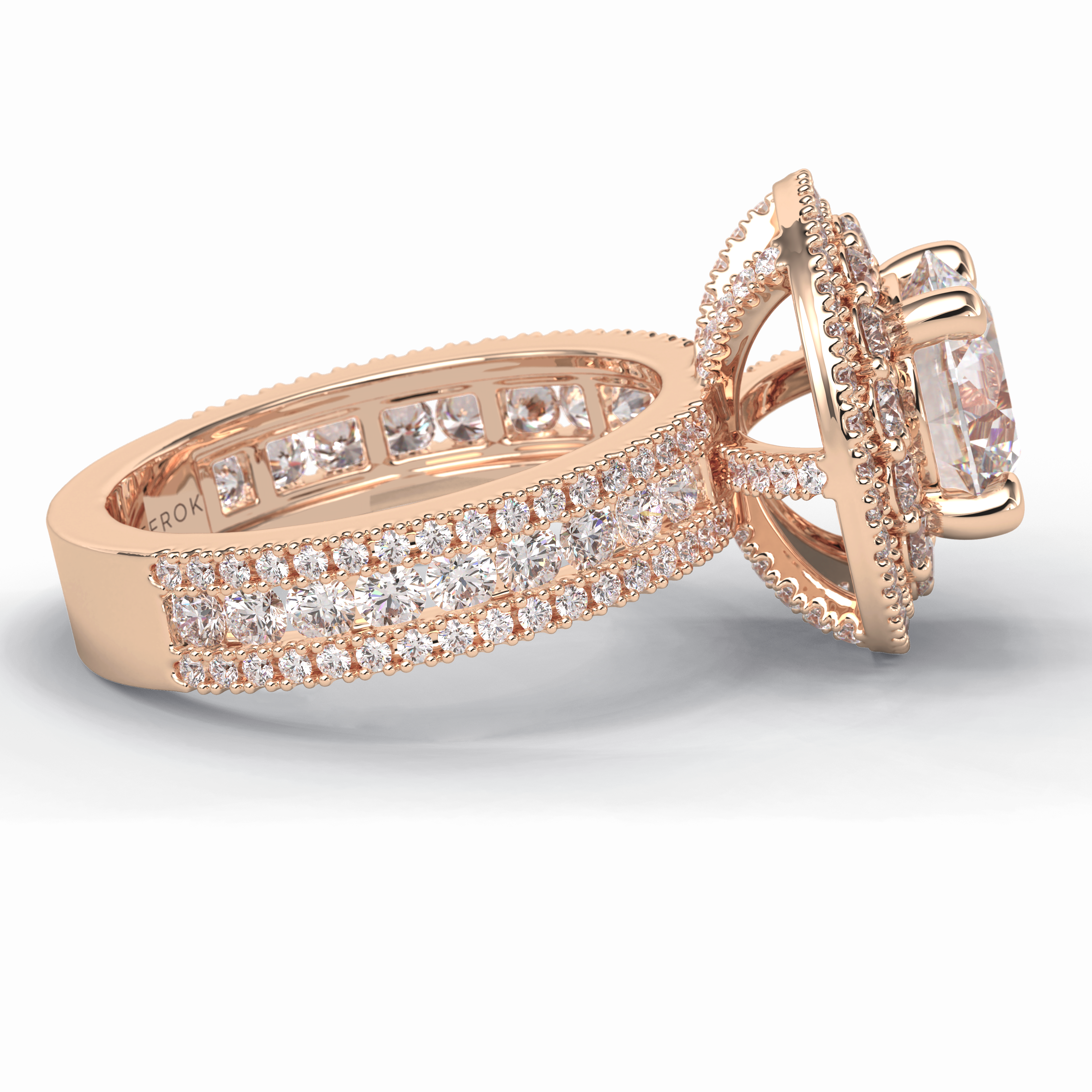 Eclipse 2.06 Carat Round VS1 Moissanite Halo Engagement Ring in 18K Rose Gold