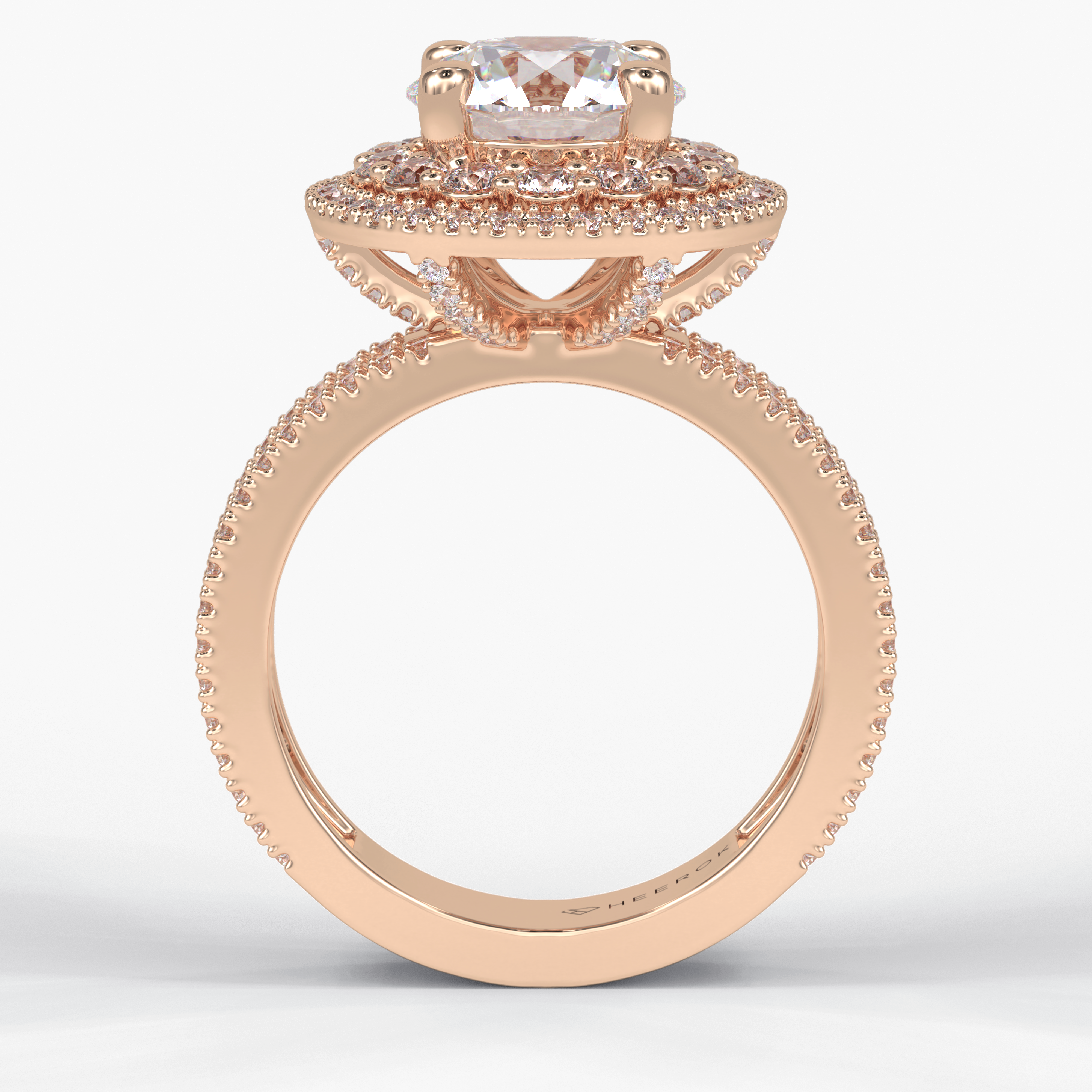 Eclipse 2.06 Carat Round VS1 Moissanite Halo Engagement Ring in 18K Rose Gold