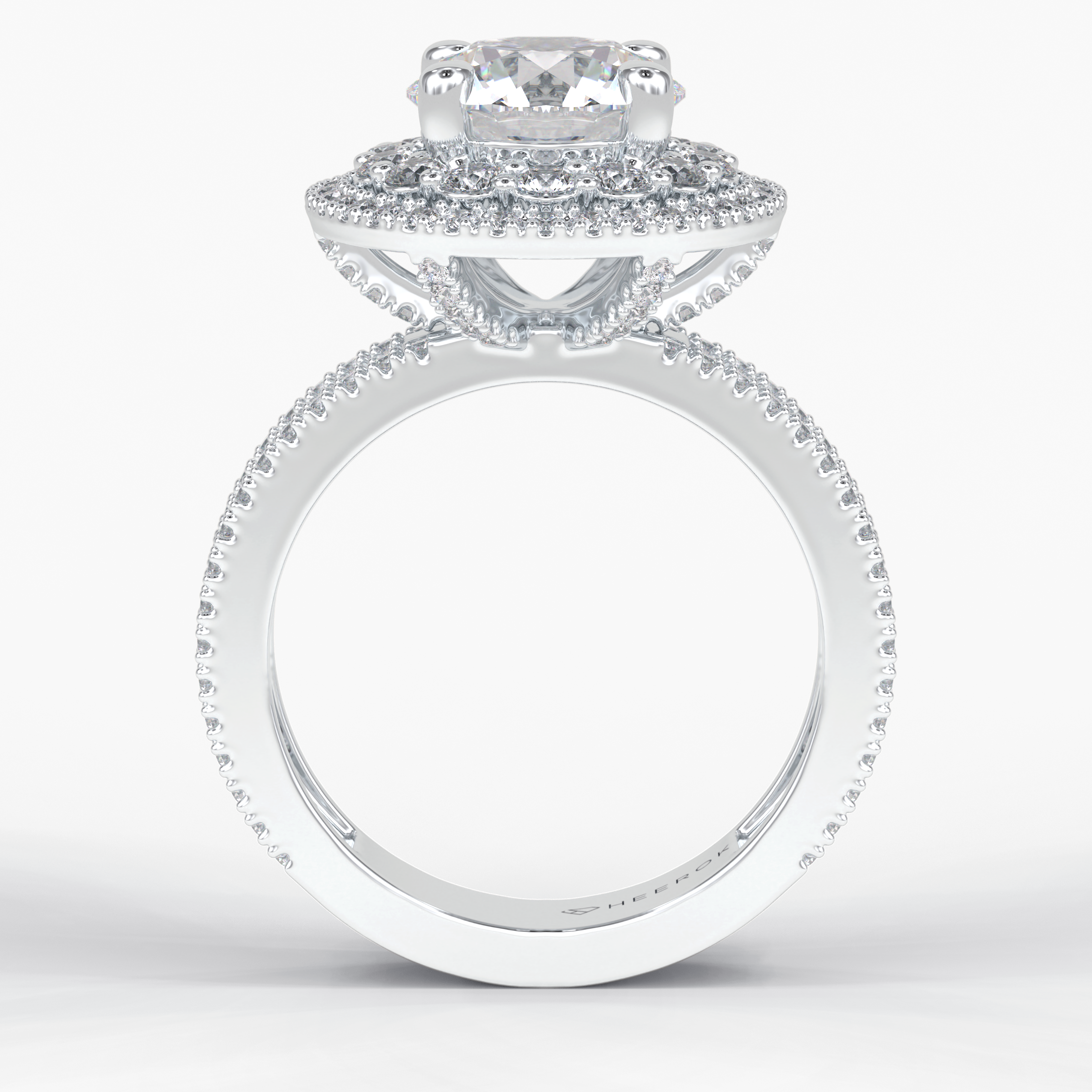 Eclipse 2.06 Carat Round VS1 Moissanite Halo Engagement Ring in 18K White Gold