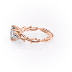 Eldergrove Prism 1.55 Carat VVS Lab-Grown Asscher Three-Stone Engagement Ring in 18K Rose Gold Left View