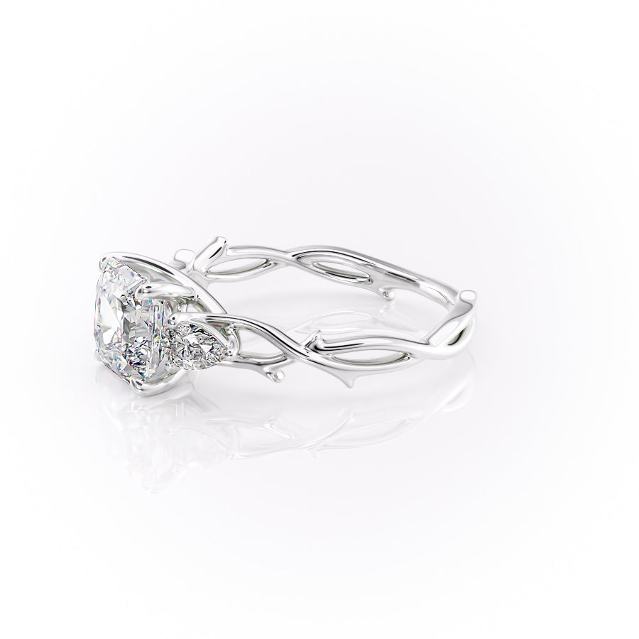 Eldergrove Prism 1.55 Carat VVS Lab-Grown Asscher Three-Stone Engagement Ring in 18K White Gold Left View