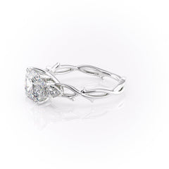 Eldergrove Prism 1.55 Carat VVS Lab-Grown Asscher Three-Stone Engagement Ring in 18K White Gold Left View