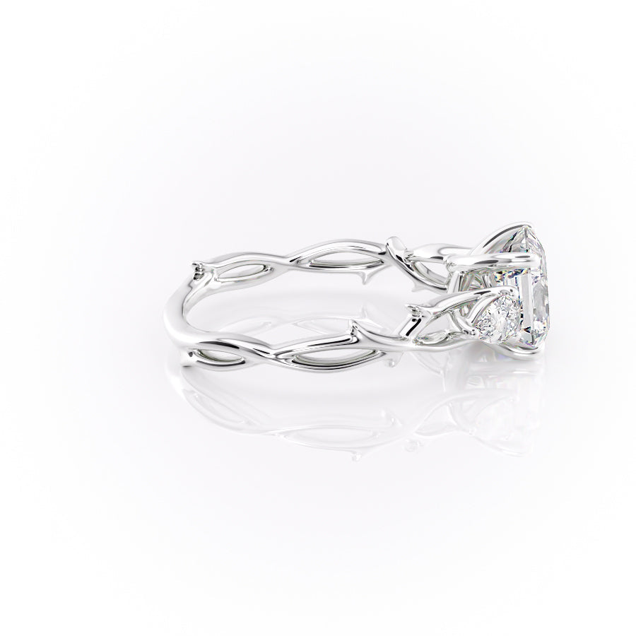 Eldergrove Prism 1.55 Carat VVS Lab-Grown Asscher Three-Stone Engagement Ring in 18K White Gold Right View