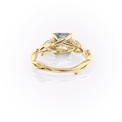 Eldergrove Prism 1.55 Carat VVS Lab-Grown Asscher Three-Stone Engagement Ring in 18K Yellow Gold Back View
