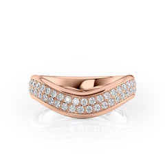 Elegant Curves VVS1 Lab-Grown Wedding Ring in 18K Rose Gold Front View