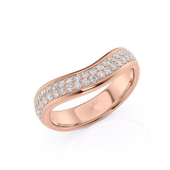 Elegant Curves VVS1 Lab-Grown Wedding Ring in 18K Rose Gold Standing View