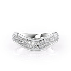 Elegant Curves VVS1 Lab-Grown Wedding Ring in 18K White Gold Front View