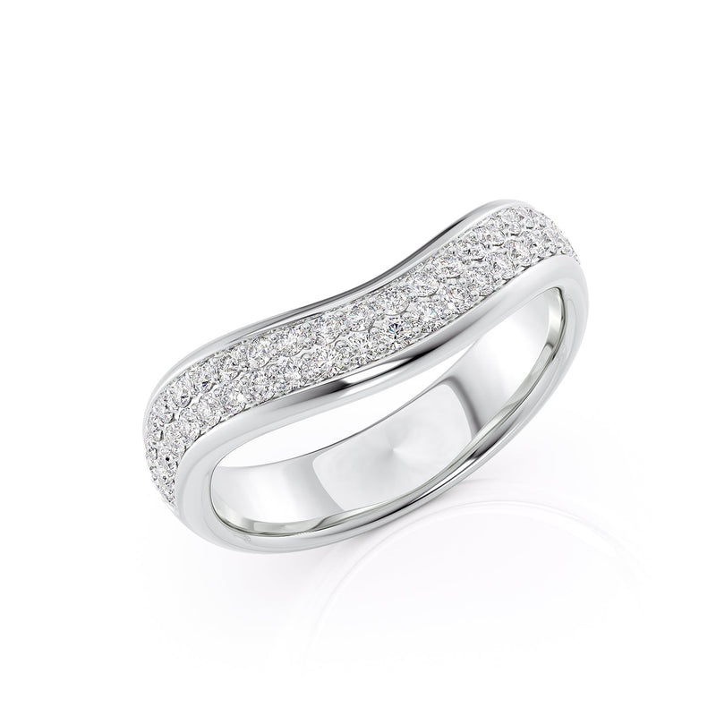 Elegant Curves VVS1 Lab-Grown Wedding Ring in 18K White Gold Standing View