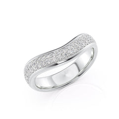 Elegant Curves VVS1 Lab-Grown Wedding Ring in 18K White Gold Standing View