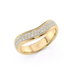 Elegant Curves VVS1 Lab-Grown Wedding Ring in 18K Yellow Gold Standing View