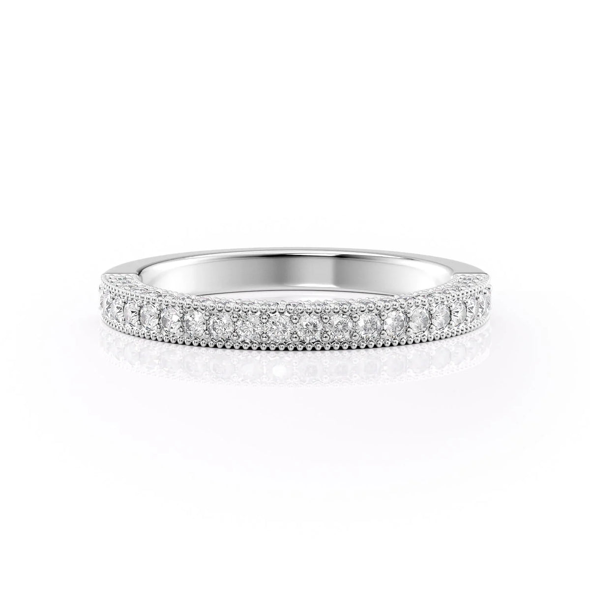Elegant Halo VVS1 Lab-Grown Wedding Ring in 18K White Gold Front View