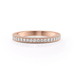 Elegant Halo VVS1 Lab-Grown Wedding Ring in 18K Rose Gold Front View