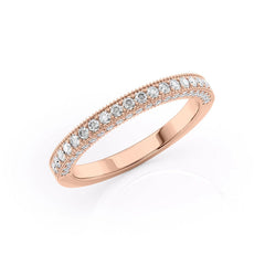 Elegant Halo VVS1 Lab-Grown Wedding Ring in 18K Rose Gold Standing View