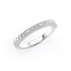 Elegant Halo VVS1 Lab-Grown Wedding Ring in 18K White Gold Standing View