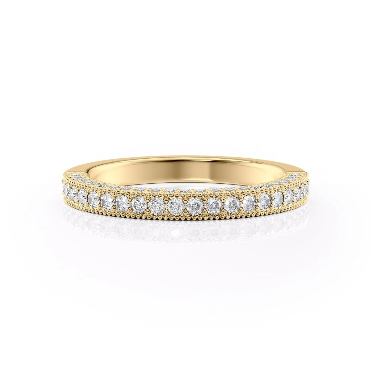 Elegant Halo VVS1 Lab-Grown Wedding Ring in 18K Yellow Gold Front View 