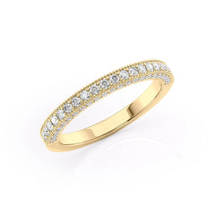 Elegant Halo VVS1 Lab-Grown Wedding Ring in 18K Yellow Gold Standing View