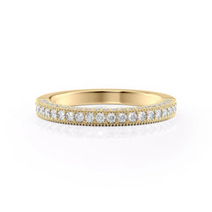 Elegant Halo VVS1 Lab-Grown Wedding Ring in 18K Yellow Gold Front View 