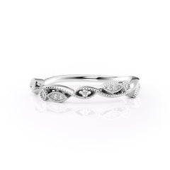 Elegant Swirl VVS1 Lab-Grown Half Eternity Wedding Ring in 18K White Gold Front
