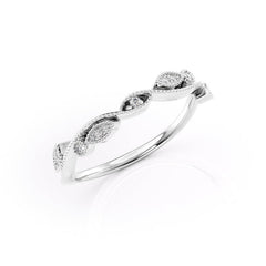 Elegant Swirl VVS1 Lab-Grown Half Eternity Wedding Ring in 18K White Gold Standing View