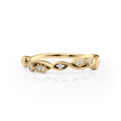 Elegant Swirl VVS1 Lab-Grown Half Eternity Wedding Ring in 18K Yellow Gold Front View