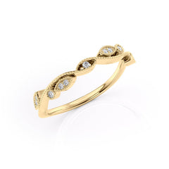 Elegant Swirl VVS1 Lab-Grown Half Eternity Wedding Ring in 18K Yellow Gold Standing View