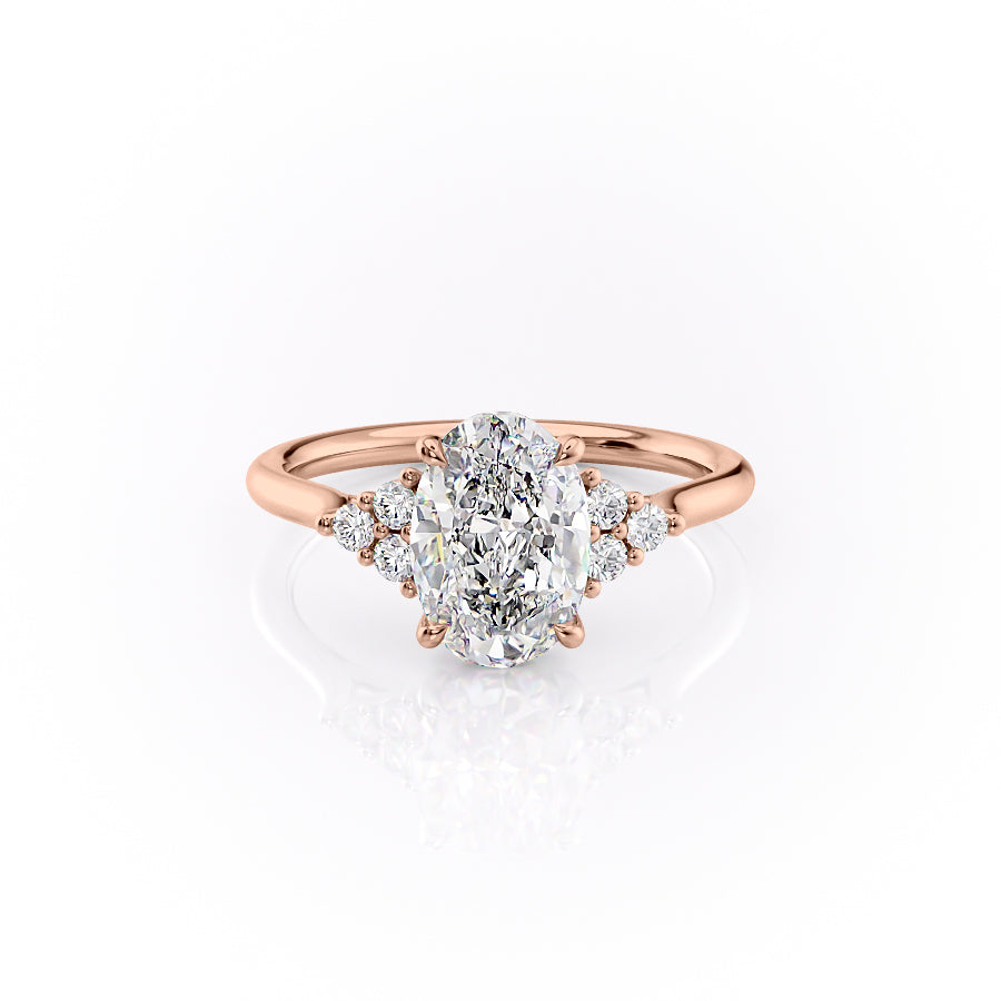 Elowen Grace 2.70 Carat VVS Lab-Grown Oval Engagement Ring in 18K Rose Gold Front View