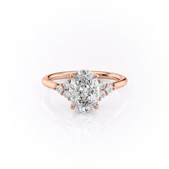 Elowen Grace 2.70 Carat VVS Lab-Grown Oval Engagement Ring in 18K Rose Gold Front View
