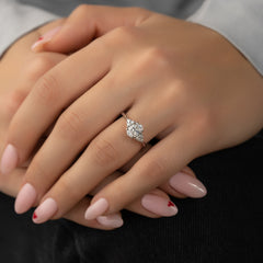 Elowen Grace 2.70 Carat VVS Lab-Grown Oval Engagement Ring in 18K White Gold Finger View