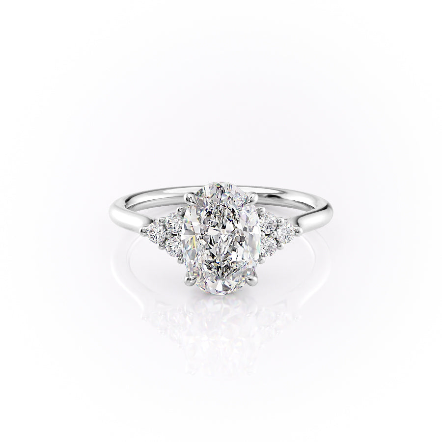 Elowen Grace 2.70 Carat VVS Lab-Grown Oval Engagement Ring in 18K White Gold Front View