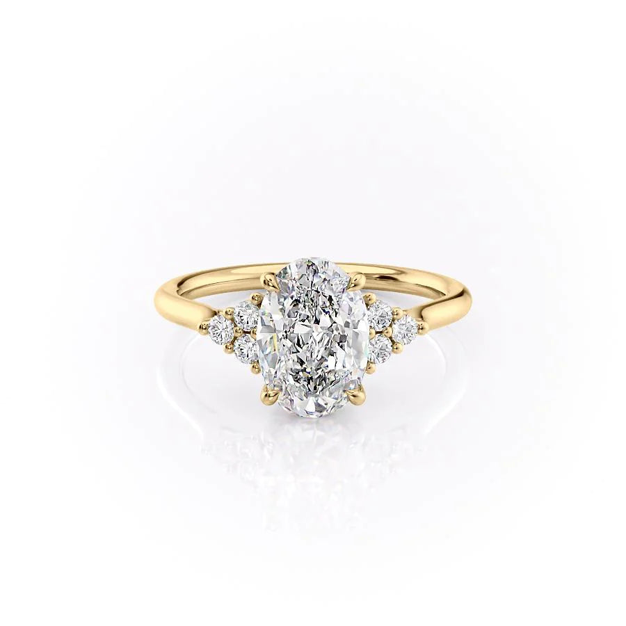 Elowen Grace 2.70 Carat VVS Lab-Grown Oval Engagement Ring in 18K Yellow Gold Front View