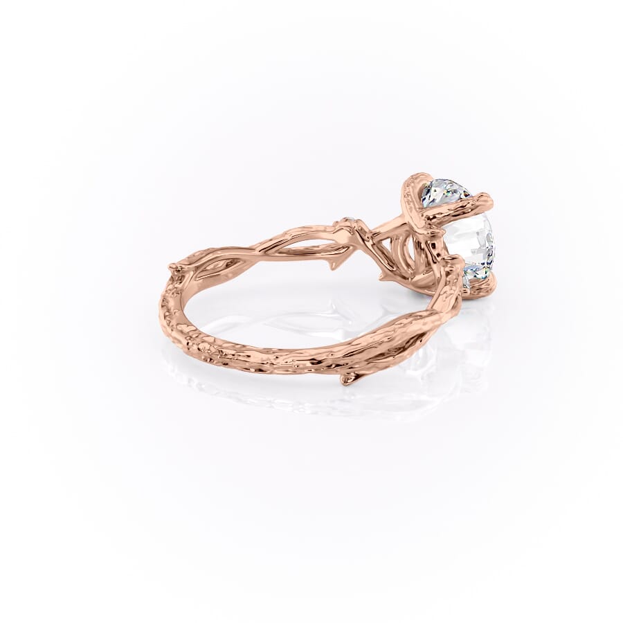Elysian Glow 1.50 Carat VVS1 Lab-Grown Textured Three Stone Ring in 18K Rose Gold Back Cross View