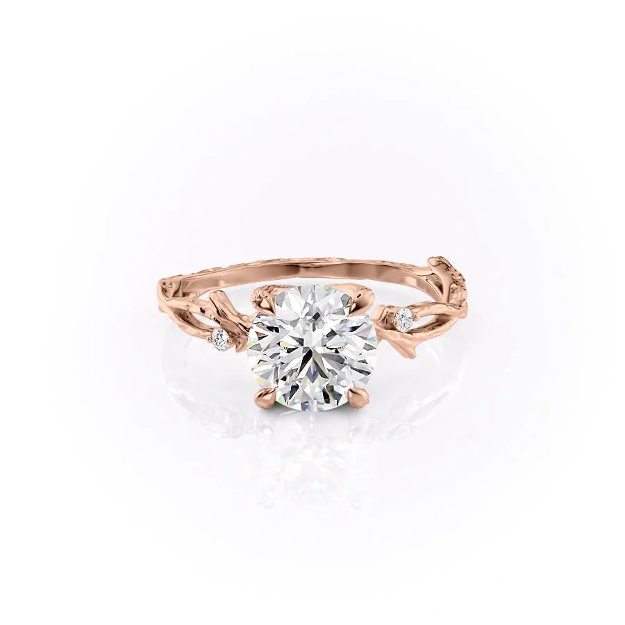 Elysian Glow 1.50 Carat VVS1 Lab-Grown Textured Three Stone Ring in 18K Rose Gold Font View