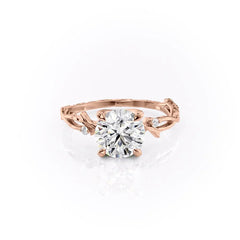 Elysian Glow 1.50 Carat VVS1 Lab-Grown Textured Three Stone Ring in 18K Rose Gold Font View
