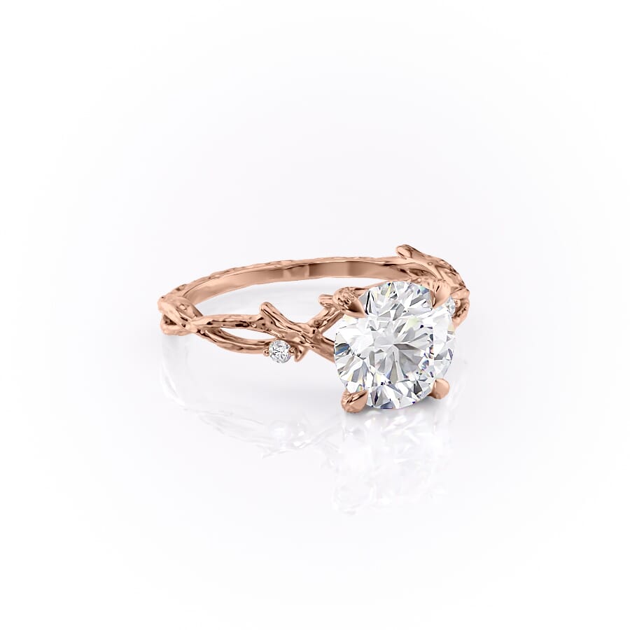Elysian Glow 1.50 Carat VVS1 Lab-Grown Textured Three Stone Ring in 18K Rose Gold Front Cross View