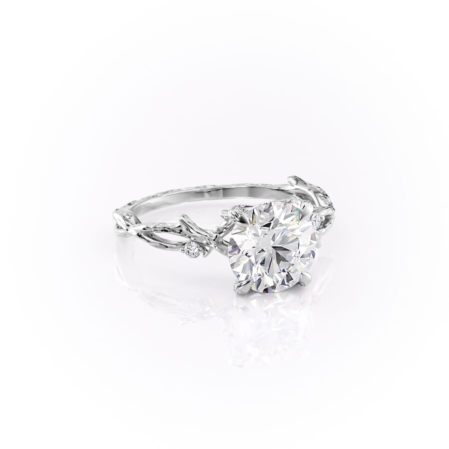 Elysian Glow 1.50 Carat VVS1 Lab-Grown Textured Three Stone Ring in 18K White Gold Front Right Cross_1 View