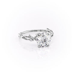 Elysian Glow 1.50 Carat VVS1 Lab-Grown Textured Three Stone Ring in 18K White Gold Front Right Cross_1 View