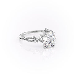 Elysian Glow 1.50 Carat VVS1 Lab-Grown Textured Three Stone Ring in 18K White Gold Front Right Cross View