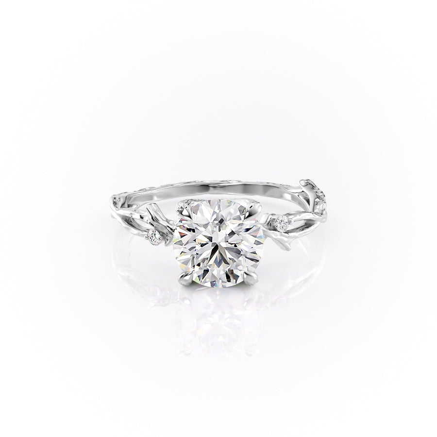 Elysian Glow 1.50 Carat VVS1 Lab-Grown Textured Three Stone Ring in 18K White Gold Front View


