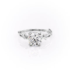 Elysian Glow 1.50 Carat VVS1 Lab-Grown Textured Three Stone Ring in 18K White Gold Front View

