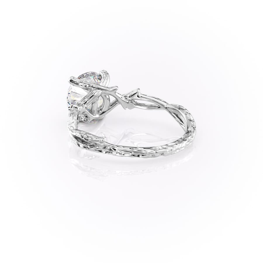 Elysian Glow 1.50 Carat VVS1 Lab-Grown Textured Three Stone Ring in 18K White Gold Left Cross View
