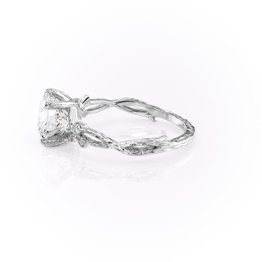 Elysian Glow 1.50 Carat VVS1 Lab-Grown Textured Three Stone Ring in 18K White Gold Left View