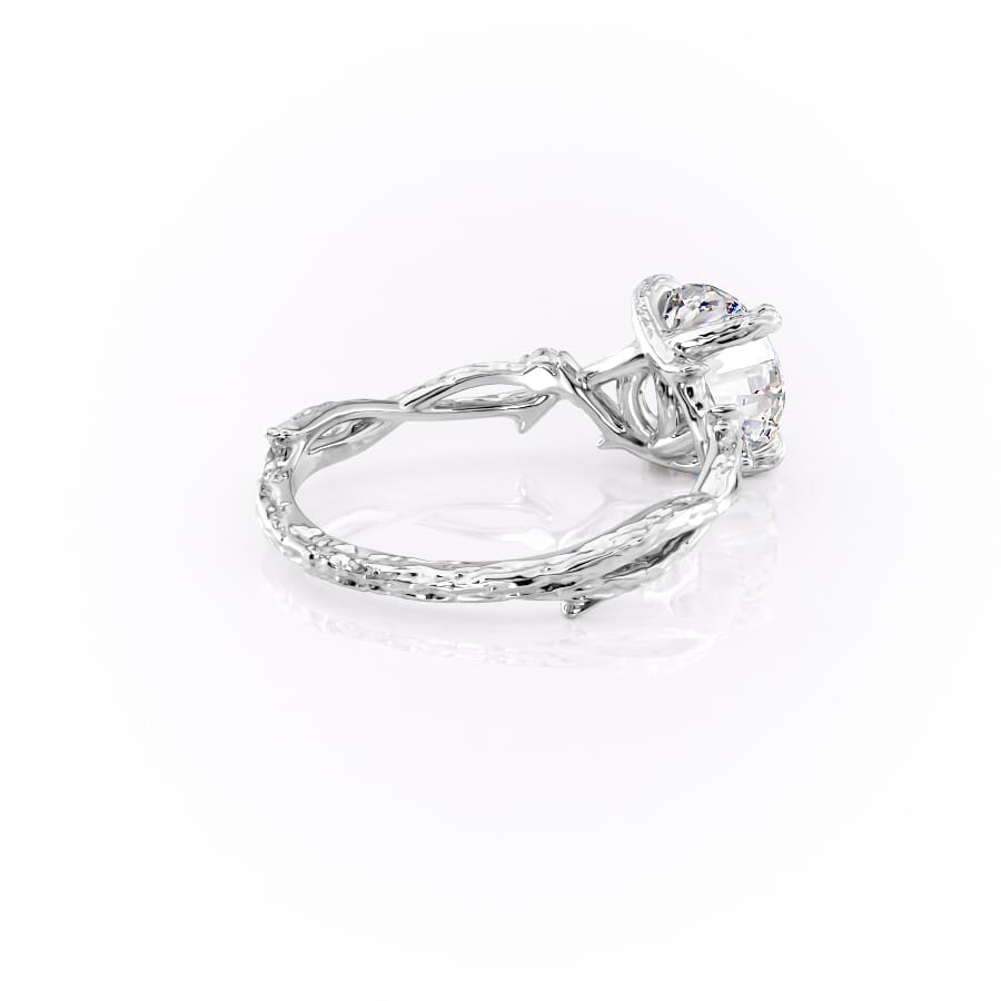 Elysian Glow 1.50 Carat VVS1 Lab-Grown Textured Three Stone Ring in 18K White Gold Right Cross View