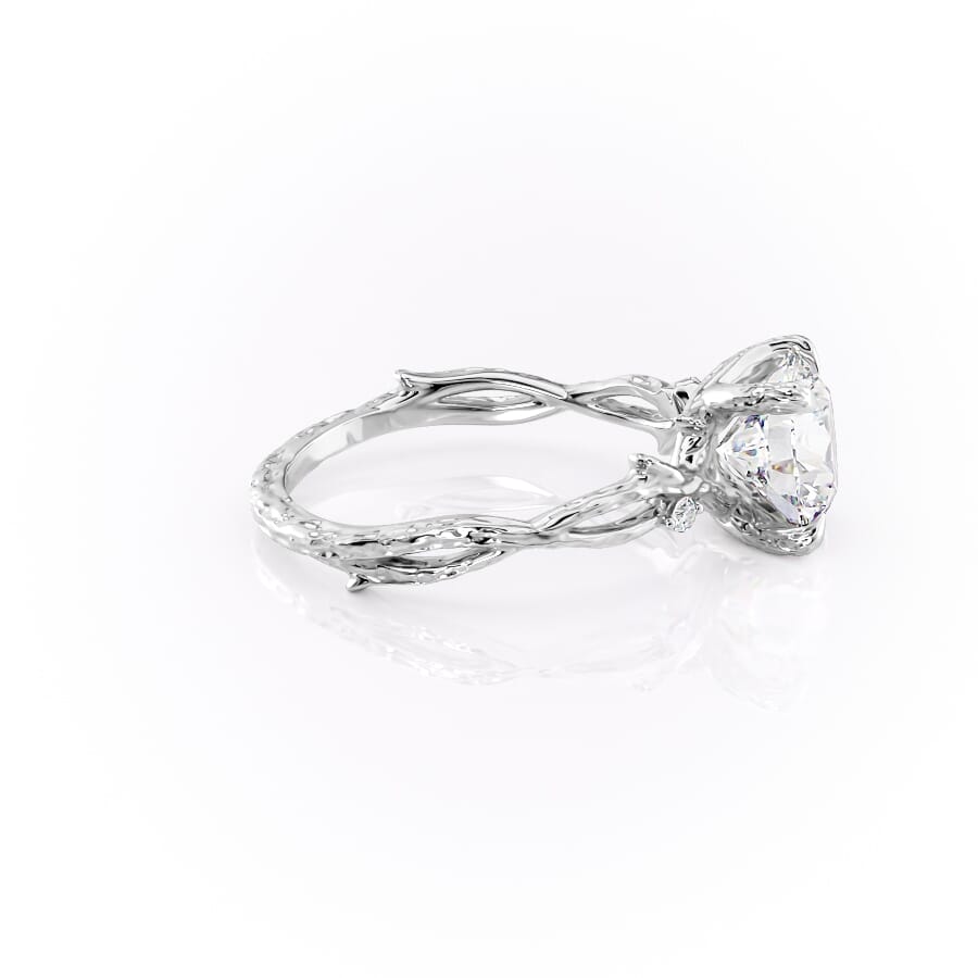 Elysian Glow 1.50 Carat VVS1 Lab-Grown Textured Three Stone Ring in 18K White Gold Right  View