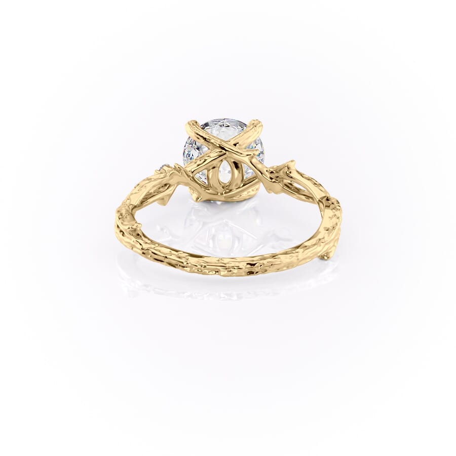 Elysian Glow 1.50 Carat VVS1 Lab-Grown Textured Three Stone Ring in 18K Yellow Gold Back View