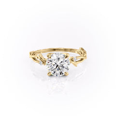 Elysian Glow 1.50 Carat VVS1 Lab-Grown Textured Three Stone Ring in 18K Yellow Gold Front View